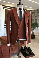 Peaked Lapel Three Pieces Stylish Men Suits For Prom