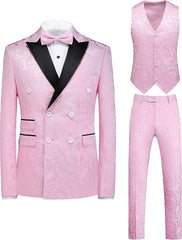 Jacquard Three Pieces New Arrival Pink Prom Suits
