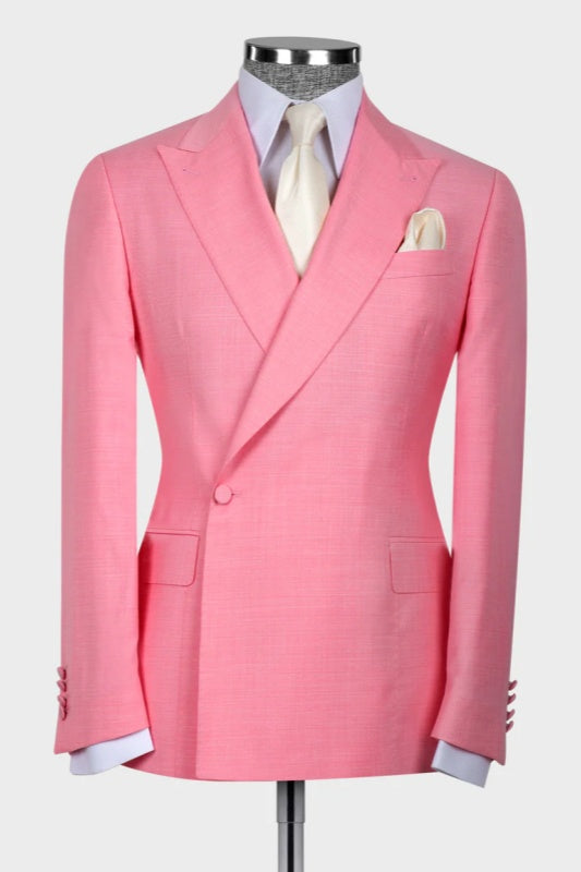 Peaked Lapel Pink Wedding Suits For Men