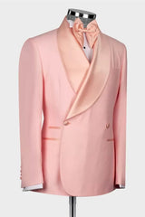 Shawl Lapel Double Breasted Pink Wedding Suits
