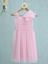 Pink Short Sheath Straps Flower Girl Dresses Chiffon Junior Bridesmaid Dress-27dress