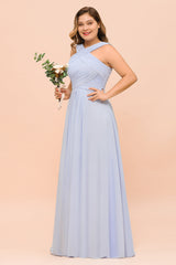 Plus Size Affordable Lavender Chiffon Bridesmaid Dresses with Ruffle-27dress