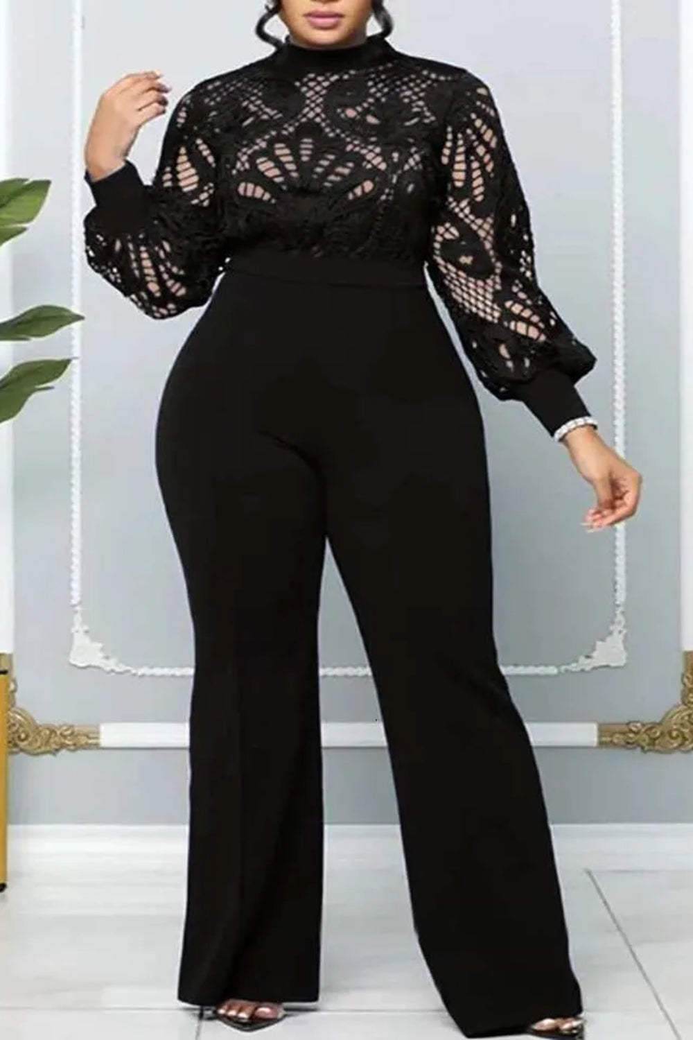 Plus Size Jumpsuits Lace Long Sleeve Jumpsuits for Women-27dress