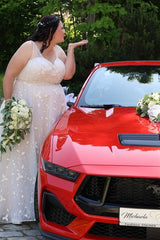 27DRESS Plus Size Sleeveless Tulle Wedding Dresses with Lace Applique