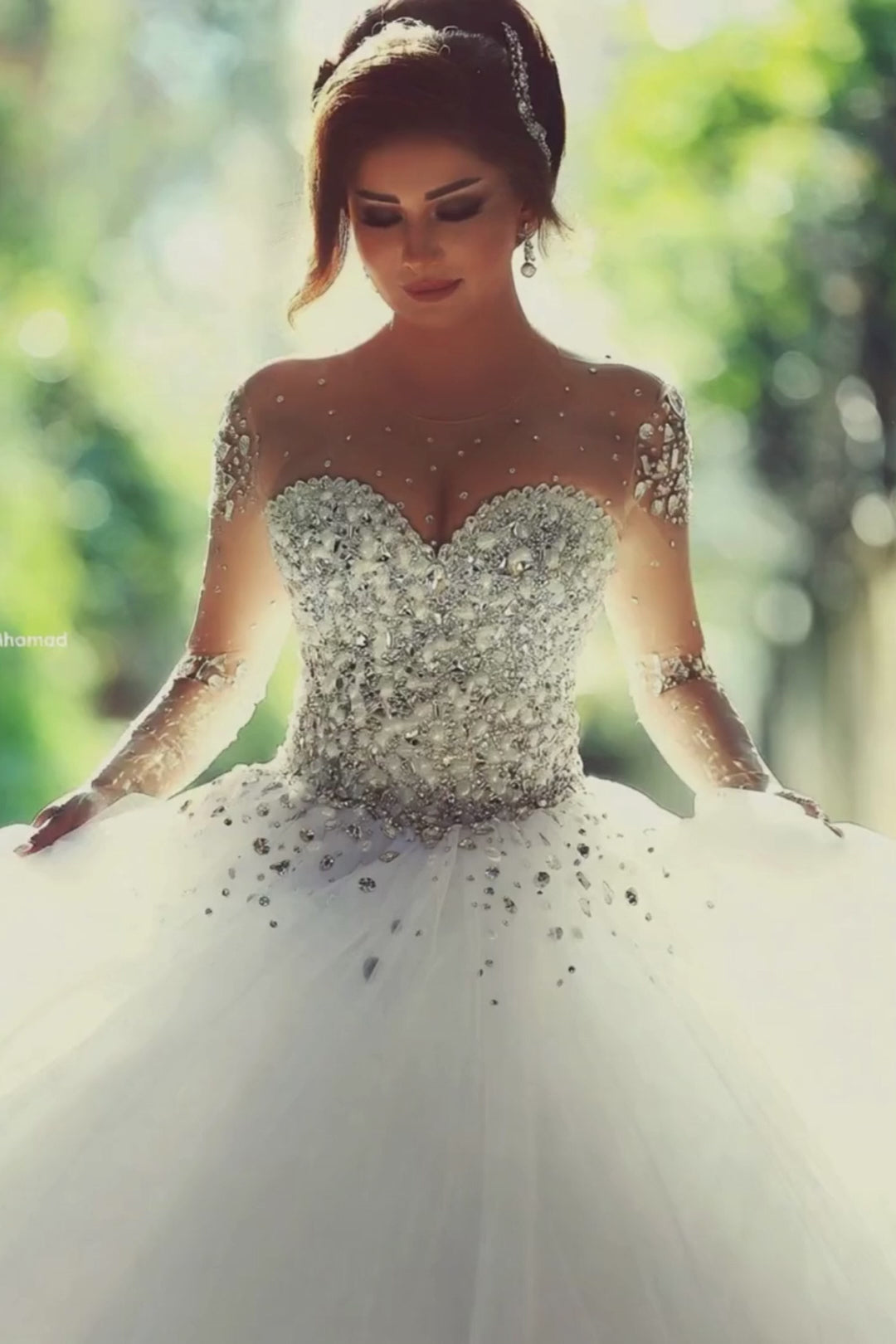 Luxurious Long Sleeves Princess Wedding Dresses with Glitter-27dress