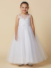 Princess Flower Girl Dresses Ankle Length Lace Tulle Boat Neck First Communion Dresses-27dress