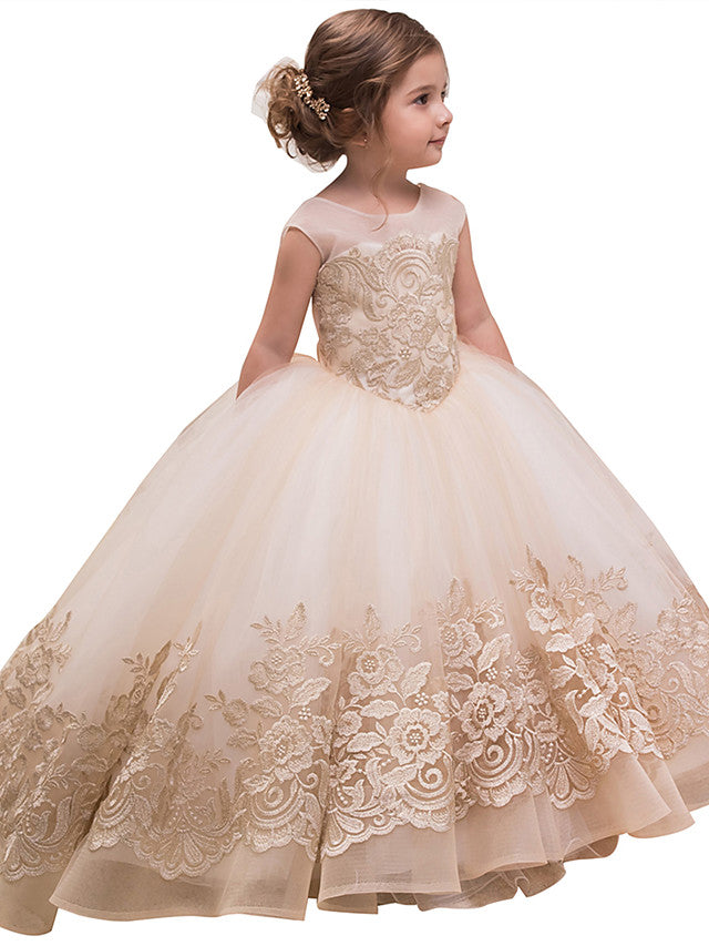 Princess Sweep Brush Train Wedding Birthday Pageant Flower Girl Dresses-27dress