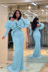 Prom Dress Purple Bubble Sleeves Long Strapless Sequins Beading