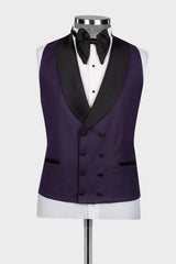 Purple Shawl Lapel Three Pieces Wedding Men Suits
