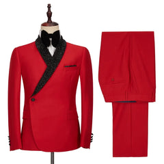 Red Shawl Lapel Two Pieces Men Suits For Prom