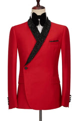 Red Shawl Lapel Two Pieces Men Suits For Prom