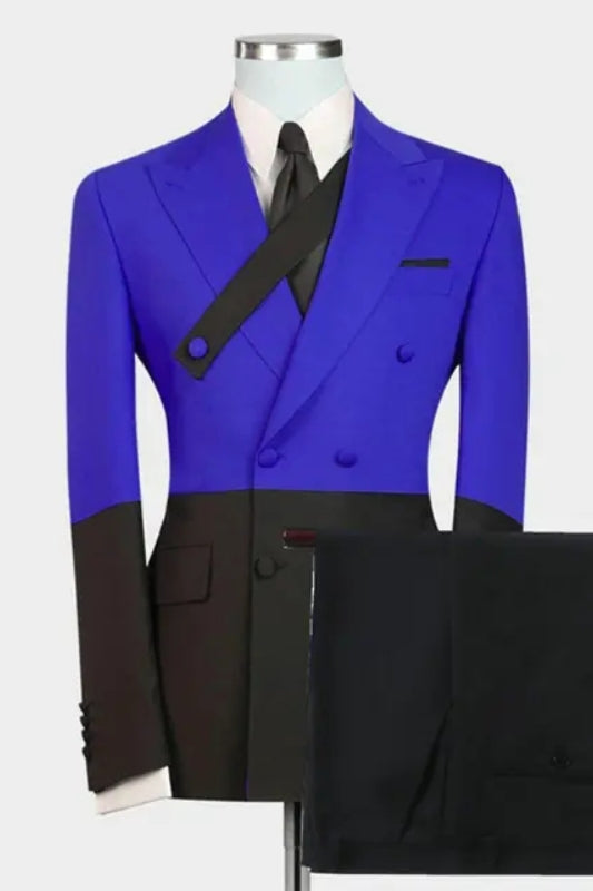 Royal Peaked Lapel Double Breasted New Arrival Blue Prom Suits