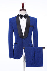 Royal Shawl Lapel Blue Wedding Suits For Men