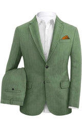 Sage Notched Lapel Two Pieces Green Prom Suits