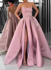 Satin Ball-Gown Floor-Length Prom Dress for Women-27dress