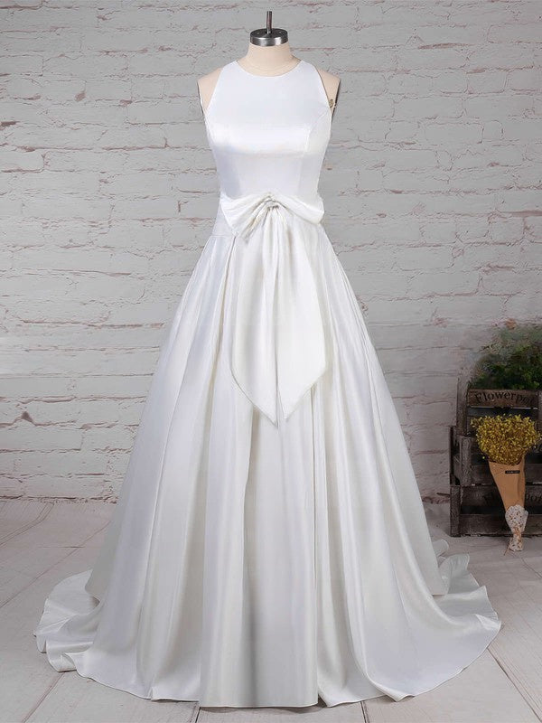 Scoop Neck Satin Ball Gown With Pockets for Your Special Day