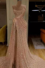 Sequin Strapless Sleeveless Long Mermaid Prom Dress With Split