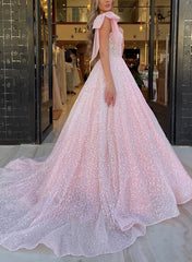 Sequined Ball-Gown Sleeveless Prom Dress with Sweep Train-27dress