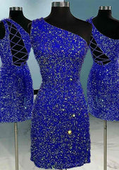 Sequins Homecoming Dress ¡§C Sheath/Column One-Shoulder Sleeveless Short/Mini Velvet - 27Dress