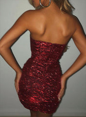 Sequins Short Prom Dress with Sheath/Column Strapless Design-27dress