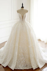 Sexy Deep-V-Neck Strapless Tulle Wedding Dress Sleeveless Lace Appiques Bridal Gowns On Sale-27dress