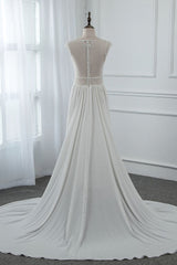 Sexy Jewel Sleeveless Chiffon Wedding Dresses See Through Top Bridal Gowns On Sale-27dress