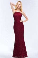 Sexy Mermaid Lace Long Burgundy Bridesmaid Dresses with Crisscross Back-27dress