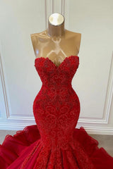 Sexy Mermaid Sweetheart Sleeveless Tulle Lace Long Prom Dresses-27dress