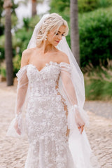 Sexy Off-the-Shoulder Long Sleeves Sheath Wedding Dress-27dress