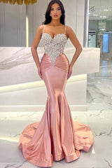 Sexy Spaghetti Straps Mermaid Evening Dresses with Beading-27dress