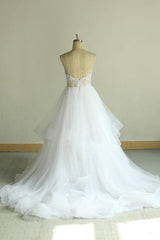 Sexy Spaghetti Straps Tulle White Wedding Dress Sleeveless A-line Bridal Gowns On Sale-27dress