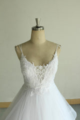 Sexy Spaghetti Straps Tulle White Wedding Dress Sleeveless A-line Bridal Gowns On Sale-27dress