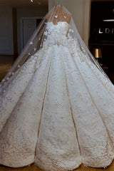 Sexy Sweetheart A-line Satin Wedding Dresses With Appliques White Ruffles Lace Bridal Gowns Online-27dress