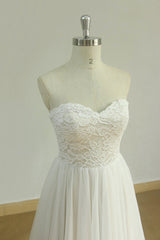 Sexy Sweetheart White Tulle Wedding Dress Lace A-line Ruffles Bridal Gowns On Sale-27dress