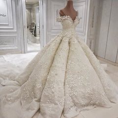 Sexy V-neck Off-the-shoulder White Wedding Dresses With Appliques A-line Ruffles Bridal Gowns On Sale-27dress