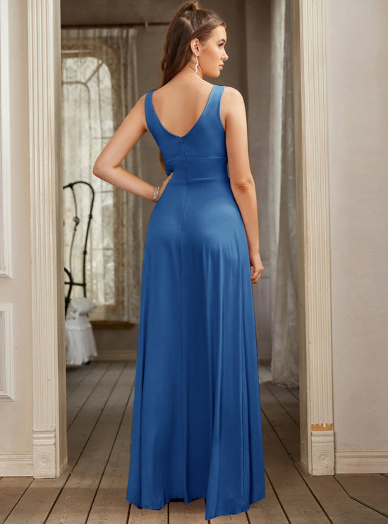 Sexy V-Neck Sleeveless Floor Length Dress with Slit - 27Dress