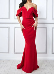 Sheath/Column Sweep Train Chiffon Prom Dress-27dress