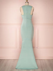 Sheath/Column V-neck Stretch Crepe Floor-length Split Front Bridesmaid Dresses