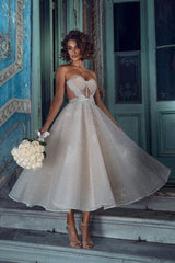 Shinning Sweetheart Wedding Reception Dress Tea-Length-27dress