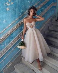 Shinning Sweetheart Wedding Reception Dress Tea-Length-27dress