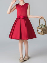 Short A-Line Jewel Neck Satin Pageant Flower Girl Dresses-27dress