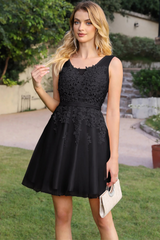 Short A-line Mini Tulle Formal Dress with Lace Appliques-27dress