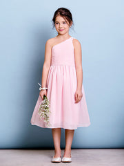Short A-Line One Shoulder Flower Girl Dresses Chiffon Junior Bridesmaid Dress-27dress