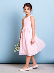 Short A-Line One Shoulder Flower Girl Dresses Chiffon Junior Bridesmaid Dress-27dress