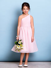 Short A-Line One Shoulder Flower Girl Dresses Chiffon Junior Bridesmaid Dress-27dress