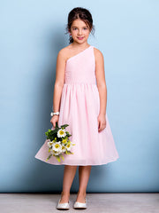 Short A-Line One Shoulder Flower Girl Dresses Chiffon Junior Bridesmaid Dress-27dress
