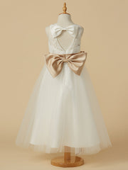 Short A-Line Tulle Jewel Neck Wedding First Communion Flower Girl Dresse-27dress