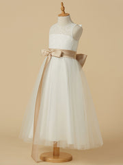 Short A-Line Tulle Jewel Neck Wedding First Communion Flower Girl Dresse-27dress