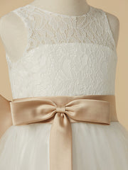 Short A-Line Tulle Jewel Neck Wedding First Communion Flower Girl Dresse-27dress