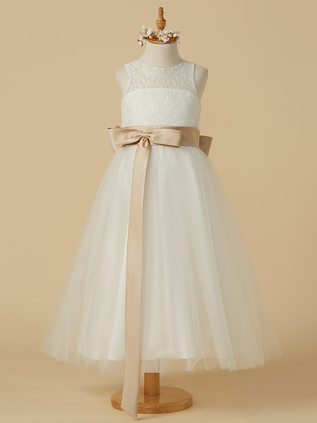 Short A-Line Tulle Jewel Neck Wedding First Communion Flower Girl Dresse-27dress